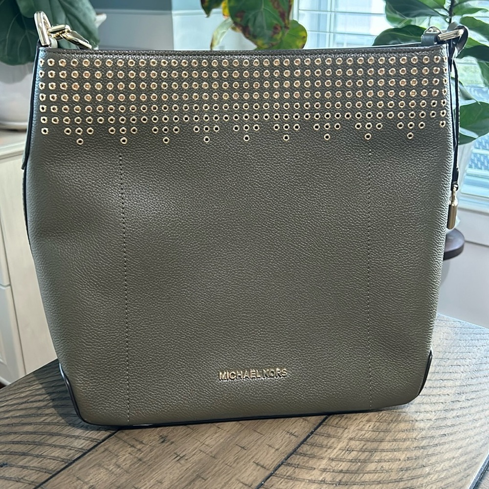 Michael Kors bag. Army green with gold detailing.